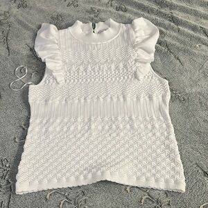 Milly White Textured Knit Top size Large